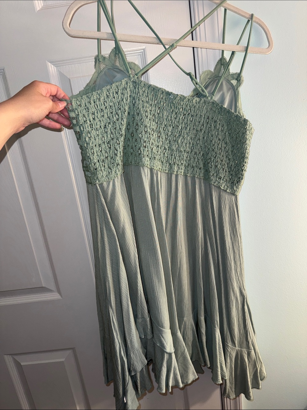 Zenana Outfitters Sage Green Lace-Trim Slip Dress - Picture 4 of 4